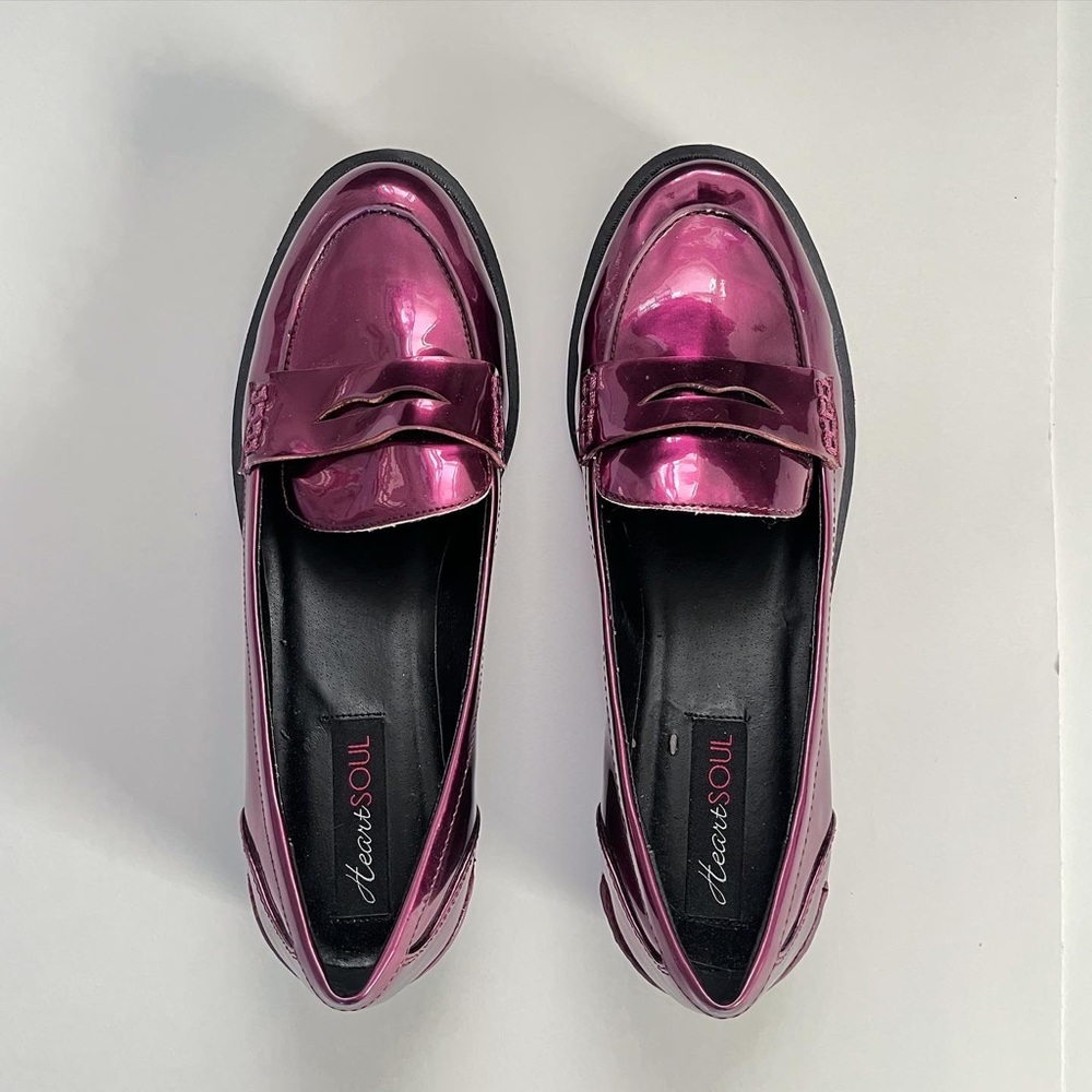 Purple metallic loafers!